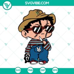 Baby Bad Bunny Chucky Halloween SVG design with Baby Benito theme, available as SVG, PNG, DXF, and EPS files for download.