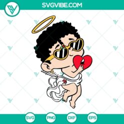 Baby Benito Angel & Bad Bunny Cupid with Heart SVG files featuring Benito Is. Design for crafts, shirts, and more. Great for Bad Bunny fans.