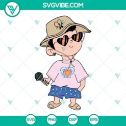 Baby Benito Bad Bunny wearing a bucket hat SVG file, inspired by "Un Verano Sin Ti" song, cute summer design for digital crafting projects.