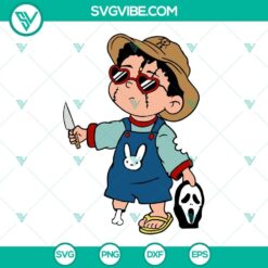 Baby Benito Chucky and Bad Bunny Ghostface Halloween SVG and PNG design files for digital crafting projects.