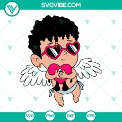 Baby Benito Bad Bunny Cupid holding heart SVG for download.
