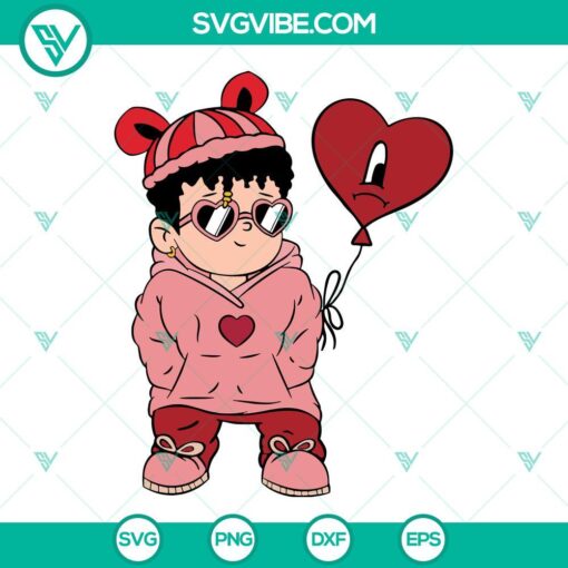Baby Benito Valentines SVG file with Bad Bunny theme. Perfect for Valentine's Day crafts and projects.