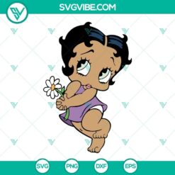 Cute Baby Betty Boop Black SVG Files featuring Afro baby design for craft projects.