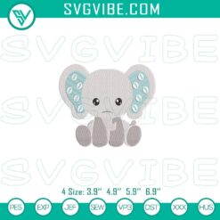 Baby Elephant Embroidery File, Cute Elephant Embroidery Design