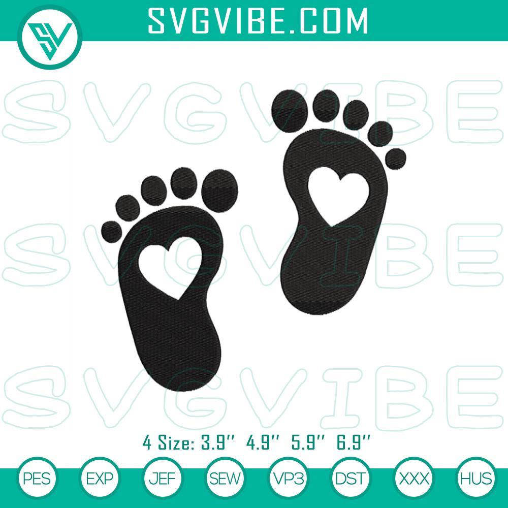 Baby Feet Heart Embroidery Design Files, Baby Foot Embroidery Designs Baby feet heart embroidery file, perfect for newborn baby projects. Ideal for machine embroidery, cute design for baby clothing.