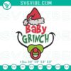 Christmas baby Grinch embroidery design file for holiday craft projects.