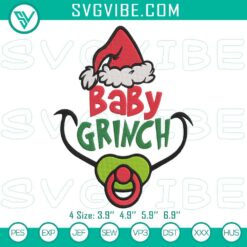 Baby Grinch Christmas Embroidery File, Holiday Grinch Embroidery Design