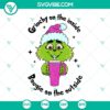 Baby Grinch glitter tumbler SVG with Grinchmas files, Grinchy on the Inside Bougie on the Outside design for holiday crafting.