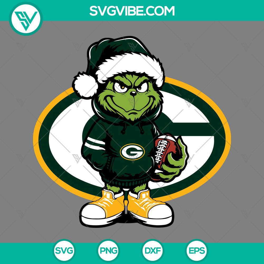 Baby Grinch Green Bay Packers With Santa Hat SVG PNG EPS DXF Files Baby Grinch Green Bay Packers with Santa Hat design, perfect for NFL fans, SVG files, PNG, EPS, and DXF formats.