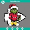 Baby Grinch Kansas City Chiefs wearing Santa hat digital SVG, PNG, EPS, and DXF files for holiday crafting.