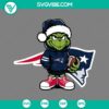 Baby Grinch New England Patriots wearing a Santa hat, perfect for Christmas crafting. SVG, PNG, EPS, DXF files included.