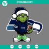Seattle Seahawks themed Baby Grinch in a Santa hat SVG file, perfect for holiday crafting projects.