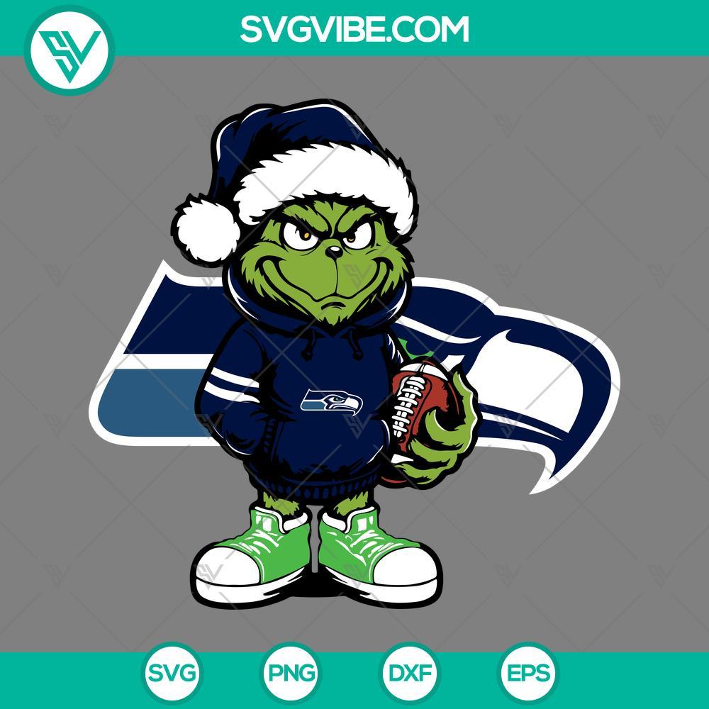 Baby Grinch Seattle Seahawks With Santa Hat SVG PNG EPS DXF Files Seattle Seahawks themed Baby Grinch in a Santa hat SVG file, perfect for holiday crafting projects.