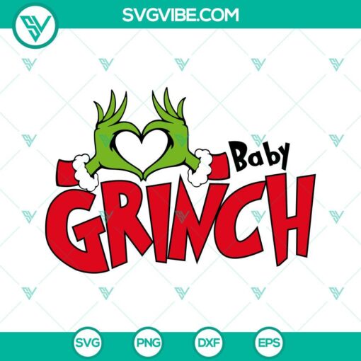 Baby Grinch and Grinch Heart Hand SVG images for Christmas, perfect for download.