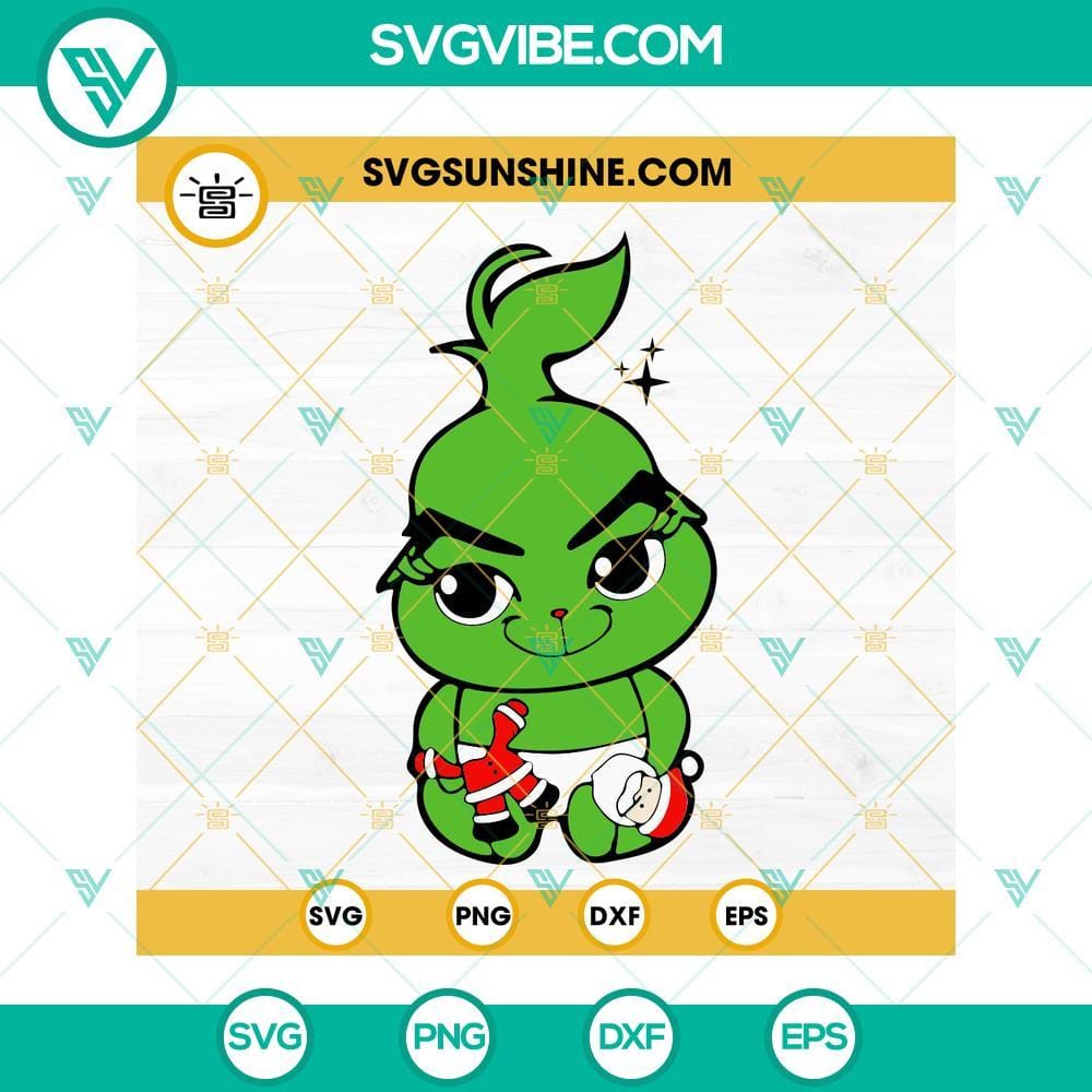 Baby Grinch SVG Images, Grinch SVG Download, Baby Christmas SVG Image Cricut Silhouette Baby Grinch SVG, Grinch Christmas design for Cricut and Silhouette, cute Baby Grinch digital images download.