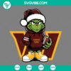 Baby Grinch Washington Commanders bundled as SVG, PNG, EPS, and DXF files with a Santa hat, perfect for holiday crafting projects.