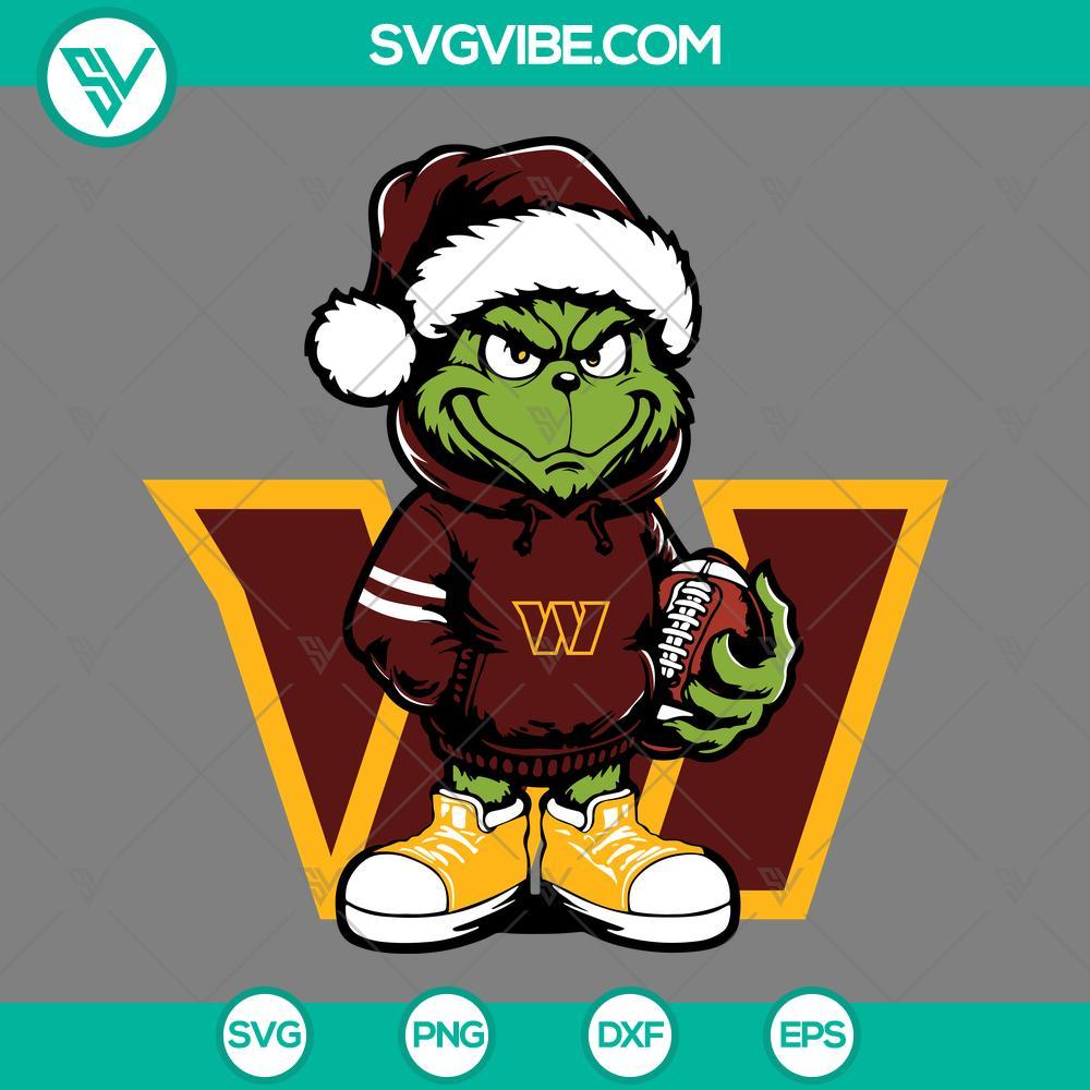 Baby Grinch Washington Commanders With Santa Hat SVG PNG EPS DXF Files Baby Grinch Washington Commanders bundled as SVG, PNG, EPS, and DXF files with a Santa hat, perfect for holiday crafting projects.