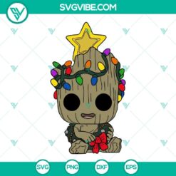 Baby Groot Christmas Tree SVG design inspired by Guardians of the Galaxy. Perfect holiday SVG for download in PNG, EPS, DXF formats.