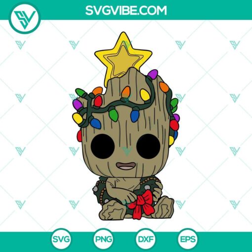 Baby Groot Christmas Tree SVG design inspired by Guardians of the Galaxy. Perfect holiday SVG for download in PNG, EPS, DXF formats.