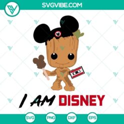 Baby Groot with Mickey Mouse Ears SVG image, Disney inspired design with I Am Disney SVG images, perfect for crafting projects.