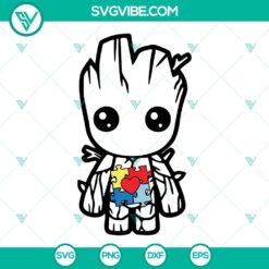 Baby Groot Puzzle Heart SVG Download, Autism Fight SVG Files, Superhero SVG Images,