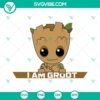 Baby Groot SVG images with "I Am Groot" quote, Marvel SVG file for crafting projects.
