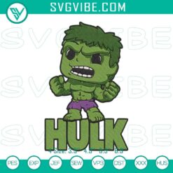 Baby Hulk embroidery design for Avengers fans, machine file featuring superhero theme.