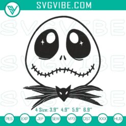 Jack Skellington baby face Halloween embroidery designs, spooky and cute pattern for Halloween decor.