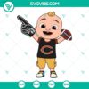 Cocomelon Chicago Bears themed SVG file for Cricut, featuring Baby JJ. Ideal for DIY projects. PNG, DXF, EPS formats included.