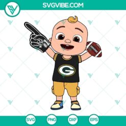 Baby JJ Cocomelon Green Bay Packers SVG Files for Cricut - Football themed digital design for crafting projects with multiple file formats.