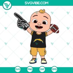 Baby JJ Cocomelon Los Angeles Chargers SVG for Cricut crafting - PNG, DXF, EPS file formats included.