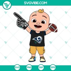 Baby JJ Cocomelon Los Angeles Rams SVG files for Cricut with PNG, DXF, and EPS formats. Perfect for DIY projects.
