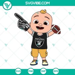 Cute Baby JJ Cocomelon Oakland Raiders SVG file perfect for Cricut crafts. High-quality PNG, DXF, EPS formats included for easy use.