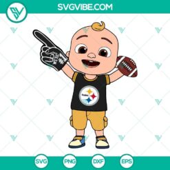 Cocomelon Baby JJ Pittsburgh Steelers logo for Cricut, in SVG, PNG, DXF, and EPS formats. Ideal for crafting projects.