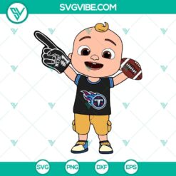 Cute Baby JJ Cocomelon Tennessee Titans SVG design for Cricut, available for download in PNG, DXF, and EPS formats.