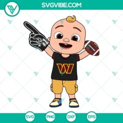 Baby JJ Cocomelon Washington Commanders SVG design for Cricut crafting, digital download in PNG, DXF, and EPS formats.