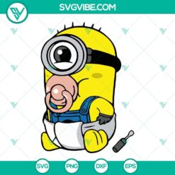 Baby Minion SVG files, featuring cute minions from Despicable Me. Download baby-themed SVG design. Great for crafts and projects.
