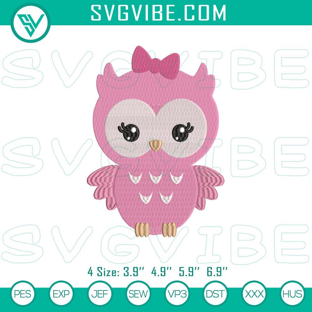 Baby Owl Embroidery Design File, Pink Owls Embroidery Designs Pink baby owl embroidery file with cute owl design pattern, perfect for crafts and digital stitching projects.