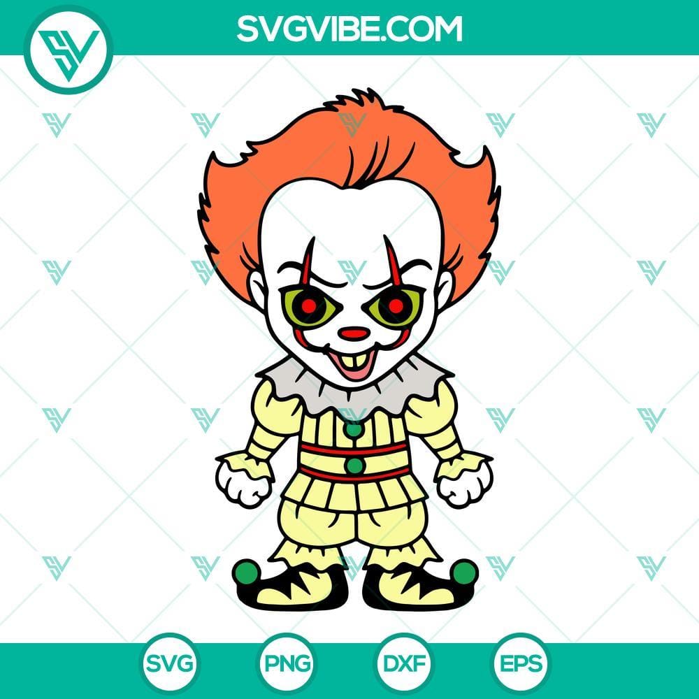 Baby Pennywise SVG, Cute Pennywise Chibi SVG, Halloween Horror Clown SVG Creepy and Cute Pennywise Chibi SVGs, Perfect for Halloween Designs, Baby Pennywise SVG Download, Halloween Horror Clipart.