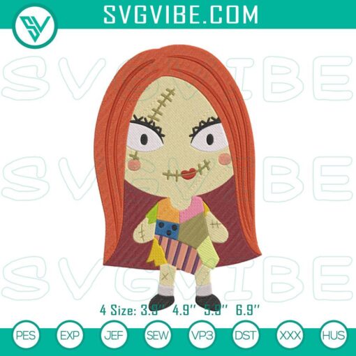 Baby Sally embroidery design featuring Nightmare Before Christmas character, ideal for crafting projects.
