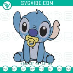 Disney Stitch embroidery design for babies, machine file. Cute and colorful baby Stitch character. Great for DIY projects.