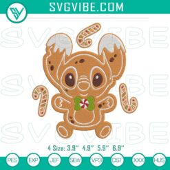 Baby Stitch Gingerbread Man Christmas embroidery file, cute holiday design for stitching projects.