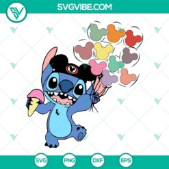 Baby Stitch Mouse Head Balloon SVG and Stitch Disney SVG Collection, instant download for crafts and decor projects.