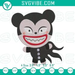 Baby vampire teddy embroidery designs inspired by Nightmare Before Christmas, perfect for Halloween crafts.