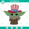 Baby Yoda 4th of July patriotic themed SVG download suitable for Independence Day crafts.