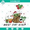 Cute Baby Yoda Mickey Christmas SVG file with "Best Day Ever" design - EPS, PNG, DXF formats. Ideal for holiday crafts.