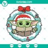 Baby Yoda Christmas wreath SVG file with cute "The Child" images for holiday crafting projects. Perfect for Star Wars fans.