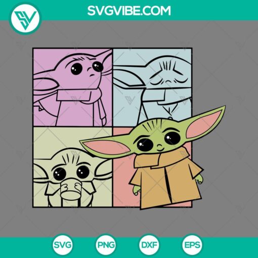 Baby Yoda comic character design in SVG, PNG, EPS, DXF digital files for download.