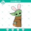 Cute and festive Baby Yoda Easter SVG with bunny ears, perfect for crafting projects.