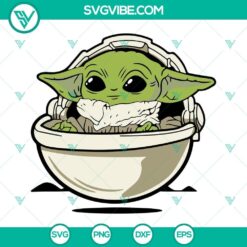 Baby Yoda floating carrier SVG design with Grogu and Mandalorian elements, ideal for May designs.